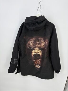 ☁️ nwt blue magic bear, graphic  Black Ski Anorak Jacket with Hood
